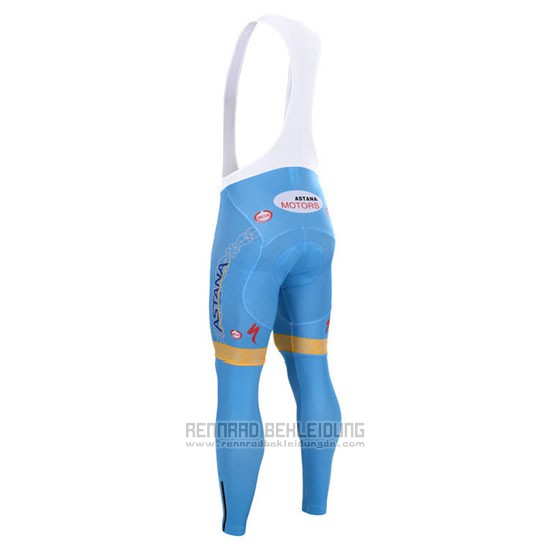 2015 Fahrradbekleidung Astana Hellblau Trikot Langarm und Tragerhose